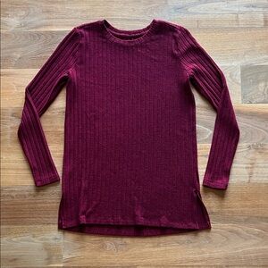 Loft Women's Ribbed Burgundy Sweater Top